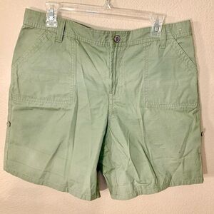 Faded Glory Shorts Size 12 Olive Green 100% Cotton Pockets Straight or Roll Up